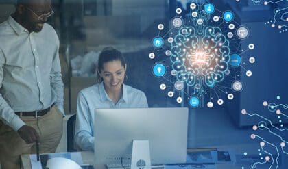 Woman working on a computer to Humanize AI-Generated Marketing Content