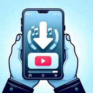 How to Convert YouTube Videos to MP3: Cell phone in hands download a video on YouTube