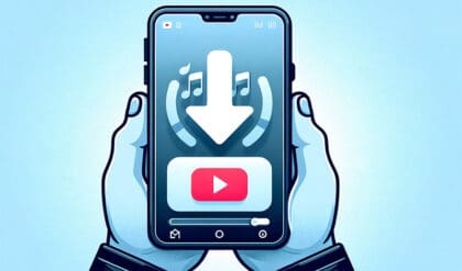 How to Convert YouTube Videos to MP3: Cell phone in hands download a video on YouTube